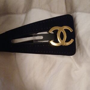 Black and Gold Double-C Logo Hair Clip - Women Accessories